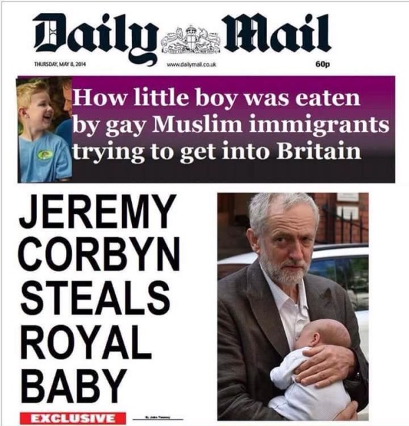 Daily Mail Corbyn steals royal baby