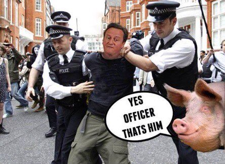 David Cameron arrested with pig